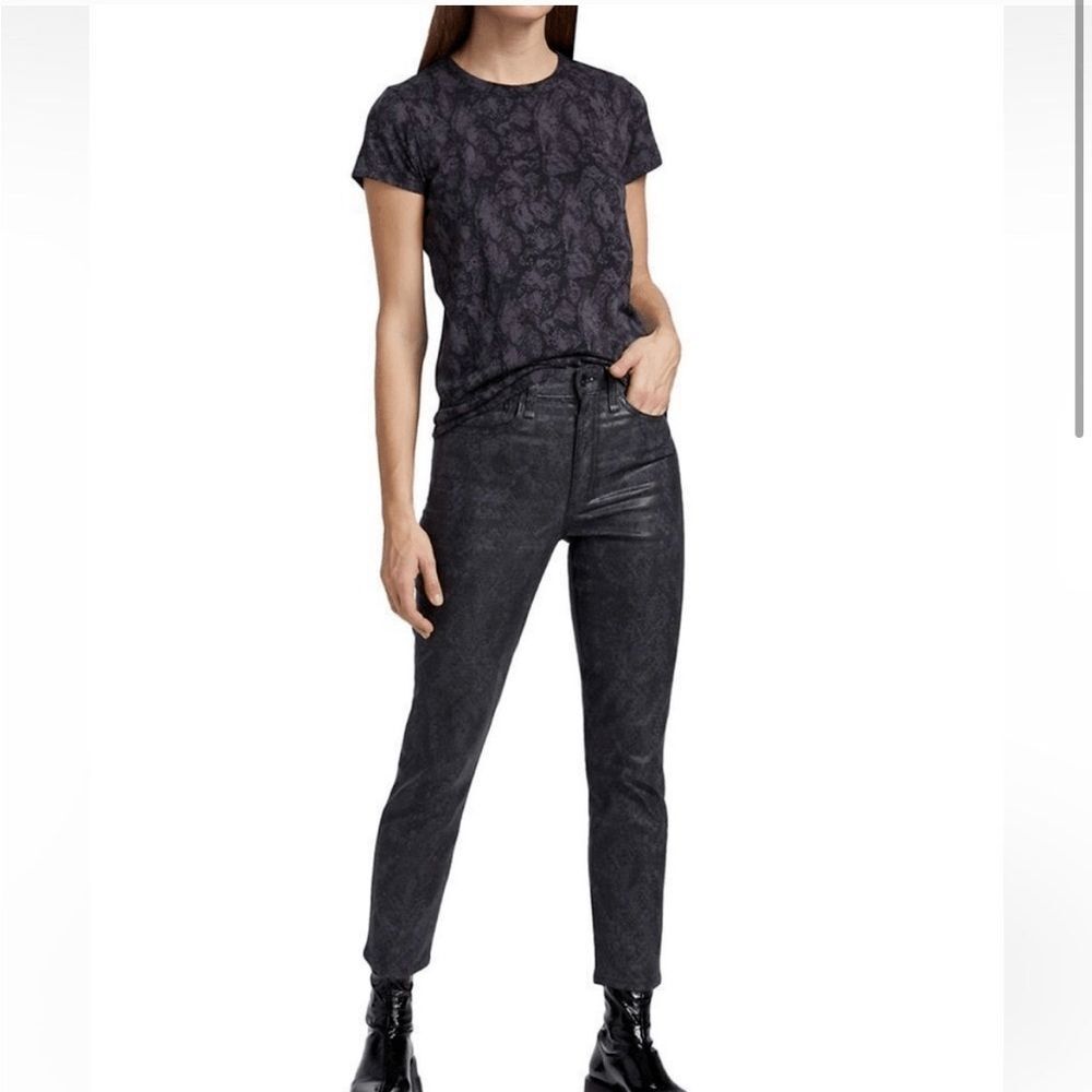 Rag & Bone womens Nina Coated Cigarette Jeans size 31 Snake Foil 26" inseam $255